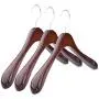 Superior Gugertree Wooden Wide Shoulder Coat Hanger, Women Clothing Hangers with Polished Chrome Hook, Attractive Walnut Finish,3-pack