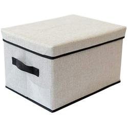 HBOS Washable Cloth Storage Boxes Clothes Quilt Toy Storage Boxes with Lid Folding Debris Storage Basket (Light Gray-L)
