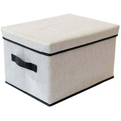HBOS Washable Cloth Storage Boxes Clothes Quilt Toy Storage Boxes with Lid Folding Debris Storage Basket (Light Gray-L)