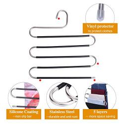 IEOKE Pant Hangers Durable Slack Hangers Multi Layers Stainless Steel Space Saving Clothes Hangers - Closet Storage for Jeans Trousers 4 Pack