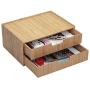 Large Bamboo Drawer 2 PK, Monitor Stand & Stackable Storage Solution for Office Products pens, Pencils, Scissors, notepads, Business Cards and More