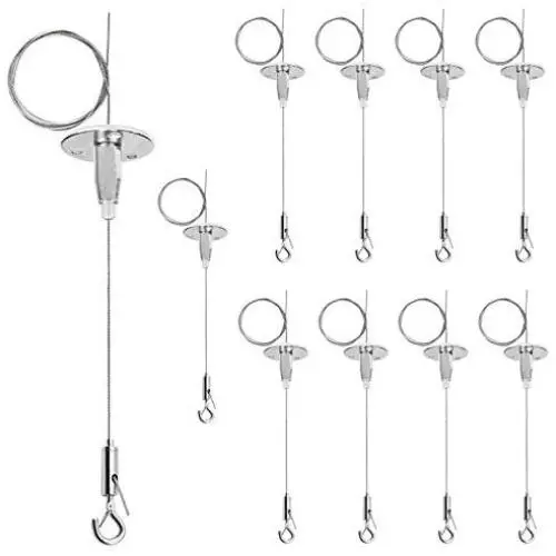 OTTFF 3.2 ft Suspension Cable Wire Rope Adjustable Length with Latch Hook Hanging Disc for LED Panel Light Billboards DIY Hanger Hardware Mounting Clamp Max 11 IB OTTFF 3.2 ft Suspension Cable Wire Rope Adjustable Length with Latch Hook Hanging Disc for LED Panel Light Billboards DIY Hanger Hardware Mounting Clamp Max 11 IB