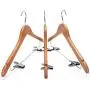 5pieces Wooden Suit Hangers with Polished Clips and Hooks, Natural Wood, Wooden Clothes Hangers 5pieces Wooden Suit Hangers with Polished Clips and Hooks, Natural Wood, Wooden Clothes Hangers