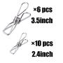 Clothes Pins Stainless Steel for Drying,3.5inch/2.4inch 16 Pack Metal Clothespin Hanger Clips for Wire Laundry Peg,Kitchen,Backyard,Outdoor Clothes Drying,Photo Clips,Office Pins Paper Clip(C-C2)