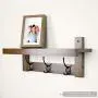 Wall Mounted Coat and Hat Hook Dual Robe Hanger 1" Wide Small Double Prong Hook, 6 Pieces, Black