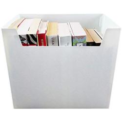 Portable File Folder Organizer, Magazine & Book Storage Boxes with Side Handles, White