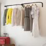 Wall Mounted Adjustable Durable Steel Clothes Rack Set of 2 Drying and Hanging Closet Bar Rail Organizer (Black)