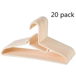 LIUFENGLONG Clothes Hangers Set, Home 20 Pieces Hangers Plastic for Suit Clothes Everyday Standard Use Clothing Pants Skirt Hangers Closet Clothing Organiser (Color : Beige, Size : 40X20.5CM)