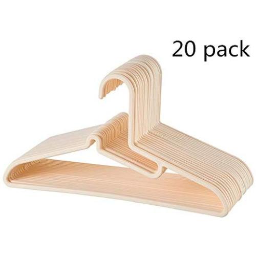 LIUFENGLONG Clothes Hangers Set, Home 20 Pieces Hangers Plastic for Suit Clothes Everyday Standard Use Clothing Pants Skirt Hangers Closet Clothing Organiser (Color : Beige, Size : 40X20.5CM)