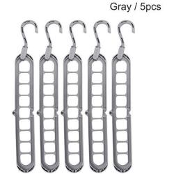 ruifengshun 5PCS Clothes Hangers Organizer Multifunction Rotate Anti-Skid Folding Hanger with 9 Holes for Drying Storage Gray