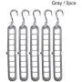 ruifengshun 5PCS Clothes Hangers Organizer Multifunction Rotate Anti-Skid Folding Hanger with 9 Holes for Drying Storage Gray