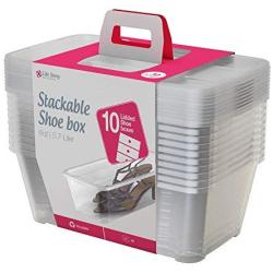 Life Story 5.7-Liter Clear Shoe & Closet Storage Boxes Stacking Container, 10 Pack