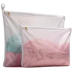 TENRAI Delicates Laundry Bags, 3-Wire Process 3 Times Stronger, Bra Fine Mesh Wash Bag for Underwear, Lingerie, Pantyhose, Socks, Use YKK Zipper, Have Hanger Loops (0 Fluorescent Cloth, 1L & 1M, QS