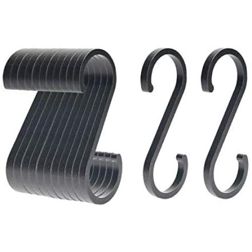 WINCANG 24 Pack S Hooks Black Aluminum S Shaped Hooks Heavy Duty Lightweight S Hanging Hangers Hooks for Pots, Pans,Plants, Cups, Bags,Towels,Clothes WINCANG 24 Pack S Hooks Black Aluminum S Shaped Hooks Heavy Duty Lightweight S Hanging Hangers Hooks for Pots, Pans,Plants, Cups, Bags,Towels,Clothes