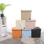 PiccoCasa Storage Bin Cube with Lid, 13x13.6x13inches, Linen Fabric Foldable Basket Storage Organizers Boxes Containers for Home Closet Bedroom Drawers Organizers, Orange