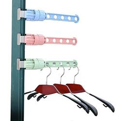 TOPFEEL Creative Portable Clothes Drying Rack Travel Indoor Storage Hook Hanger Non-Slip Balcony Window Frame Door Clothes Hanger with 5 Holes (Multi-Color)
