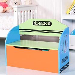 Crayon Toy Storage Wood Boxes and Bench for Toddler Children