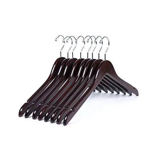 Amber Home Solid Gugertree Shirt and Dress Hangers with Chrome Hook 10 Pack (Walnut)