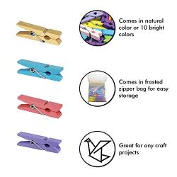 Mini Natural Wooden Clothespins with Jute Twine, 100pcs, 1.4 Inch Photo Paper Peg Pin Craft Clips with 320ft Natural Twine for Scrapbooking, Arts & Crafts, Hanging Photos (10 Colors)