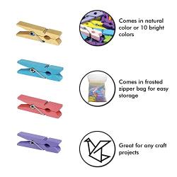 Mini Natural Wooden Clothespins with Jute Twine, 100pcs, 1.4 Inch Photo Paper Peg Pin Craft Clips with 320ft Natural Twine for Scrapbooking, Arts & Crafts, Hanging Photos (10 Colors)