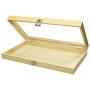 Mooca Natural Wood Glass Top Jewelry Display Case Accessories Storage Boxes with Metal Clasp, Wooden Jewelry Tray for Collectibles, Home Organization, Natural Wood Color