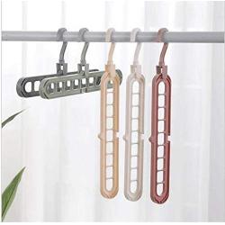 10PC Random Color Nine-Hole Clothes Hanger Multi-Function Magic Hanger Multi-Port Support Home Bedroom Holder Plastic Clothes Hangers Decoration