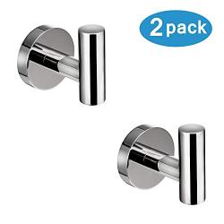 Nolimas Polished Chrome Towel Coat Hooks SUS304 Stainless Steel Bathroom Clothes Garage Hotel Cabinet Closet Sponges Robe Hook Wall Mounted Round Kitchen Heavy Duty Bath Door Hanger 2 Pack