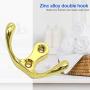 Wall Hooks, 2pcs Antique Wall Door Hooks Bedroom Bath Clothes Towel Zinc Alloy Hanger - Gold