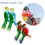 2PCS Beach Windproof Clips Beach Towel Clips Simulation Parrot Cartoon Clothes Hanger Plastic Clip Quilt Clamp Holder for Sun Loungers on Cruise for Sunbeds, Sun Loungers, Pool Chairs, Laundry