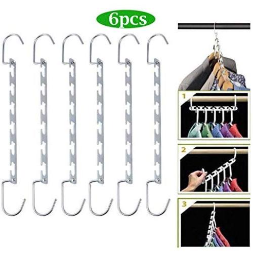 6pcs Multifunction Wardrobe Closet Bar Clothes Coat Hanger Organizer Wardrobe Saving Magic Clothes Hanger Closet Organizer Decoration