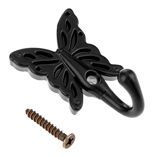 Dophee 5Pcs Black Vintage Bronze Butterfly Wall Door Hooks Hanger Clothes Coat Hat Holder
