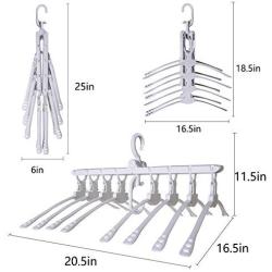 Clothes Folding Travel Hangers, Sundell 8 in 1 Foldable Home Camping Hangers Non-Slip Multi-Function Folding Magical Suit Space Saving Clothes Hangers 360 Degree Swivel Hook Durable Hangers (White)