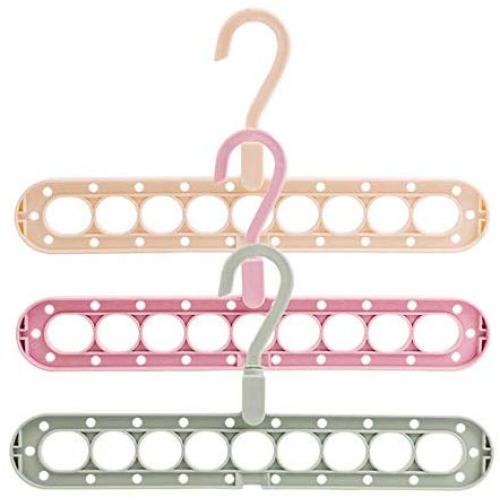 10pcs Random Color 9 Hole Support Circle Clothes Hanger Clothes Drying Racks Multifunction Plastic Scarf Clothes Hanger Hangers Storage Rack