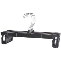 HOUSE DAY Pants Hangers - Pinch Grip Hangers 12" 50pcs Black Hangers with Polished Swivel Hooks and Pant Clips - Skirt Hangers#1