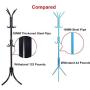 High-Grade Carbon Steel Pipe Tree Coat Rack Stand, 8 Hooks - Super Easy Assembly NO Tools Required - Hallway/Entryway Coat Hanger Stand for Clothes, Suits, Accessories