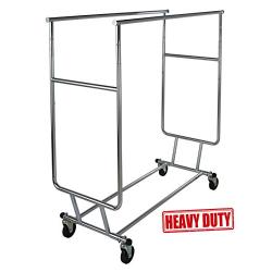 Only Garment Racks Commercial Grade Double Rail Rolling Clothing Rack, Heavy Duty - Designed with Solid &quotOne Piece" Top Rails and Base. Heavy Gauge Steel Construction, Rack Weighs 39 Lbs.