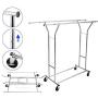 Cypress Shop Rolling Double Clothing Rail Rack Bar Commercial Grade Steel Garment Laundry Clothes Hanger Holder Adjustable Hanging Indoor Outdoor Coat Hanging Dryer Drying Cart Home Furniture