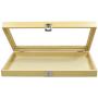 Mooca Natural Wood Glass Top Jewelry Display Case Accessories Storage Boxes with Metal Clasp, Wooden Jewelry Tray for Collectibles, Home Organization, Natural Wood Color