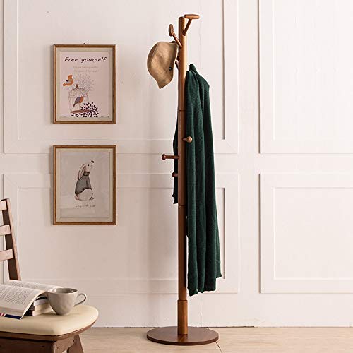 ZIHAOC Wooden Coat Rack, Corridor Entrance Style Clothes Rack, Hall Hangers, 10 Hooks, Modern Style, Solid and Stable, Super Easy to Assemble,B