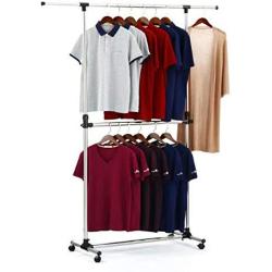 SUNPACE Garment Rack Rolling Metal Free Standing Clothes Rack Stand Portable Hanging for Clothes,Jacket,Shirt,Long Dress