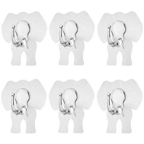 WINOMO 6pcs Adhesive Wall Hooks, Cute Elephant Bath Hooks Home Kitchen Towel Hooks Hanger(Transparent)