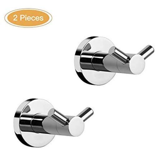 Crown Double Robe Hook Chrome for Bathroom 2 Pack Towel Hook Wall Mounted Hat Coat Clothes Hanger for Wardrobe Bedroom Kitchen CR10