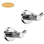 Crown Double Robe Hook Chrome for Bathroom 2 Pack Towel Hook Wall Mounted Hat Coat Clothes Hanger for Wardrobe Bedroom Kitchen CR10