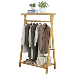 ZHHL Wooden Coat Rack,Coat Hangers Bamboo Bedroom Mobile Hanger Multifunction Hanging Clothes Rack [4 Size Optional] (Size : 100CM)