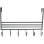 DecoBros Over The Door 6 Hook Organizer Rack - Silver