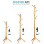 High-Grade Wooden Tree Coat Rack Stand, 6 Hooks - Super Easy Assembly NO Tools Required - 3 Adjustable Sizes Free Standing Coat Rack, Hallway/Entryway Coat Hanger Stand for Clothes, Suits, Accessories