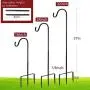ExcMark Shepherd Hook 32 inch 1/2 inch Thick Use at Weddings, Hanging Solar Lights, Lanterns, Bird Feeders, Metal Hanger Hook (1, Black)