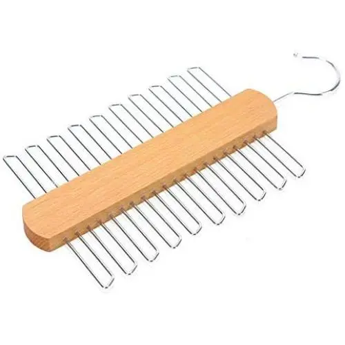 KYCPTNFJ Wood Tie Hangers for 20 Ties Or Belts Wood Clothes Hangers for Ties and Accessories 2 Hangers KYCPTNFJ Wood Tie Hangers for 20 Ties Or Belts Wood Clothes Hangers for Ties and Accessories 2 Hangers