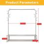 UDEAR Garment Rack Free-Standing Clothes Rack with Top Rod,Lower Storage and 8 Hooks,White