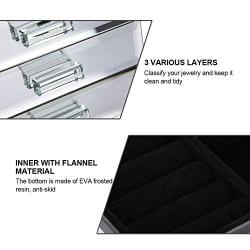 Jewelry Storage Box, 3 Layers Mirrored Jewelry Boxes Trinket Storage Make-up Container Case Drawer